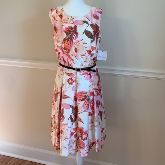 NWT - LIZ CLAIBORNE Floral Lined Belted Dress 6 - Picture 11 of 11